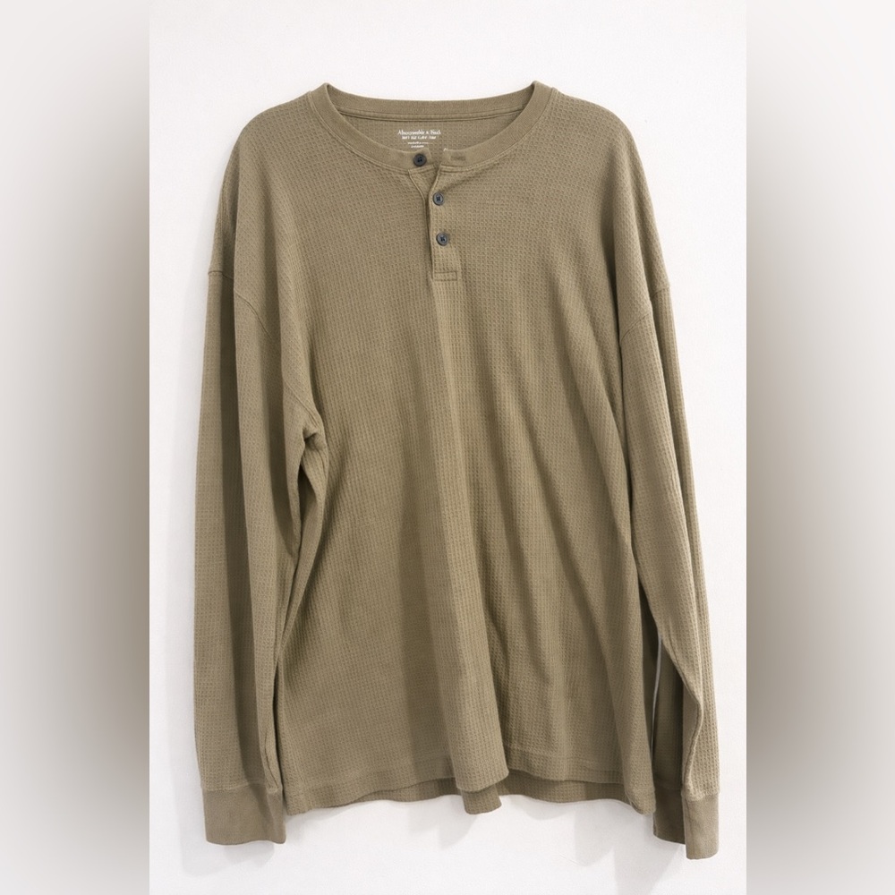 Abercrombie & Fitch Khaki Long Sleeve Henley